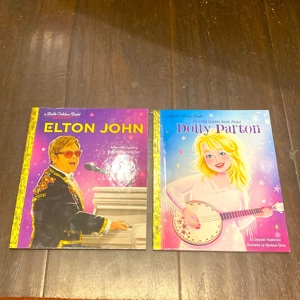 Lot of 2 Little My Little Golden Book - Dolly Parton and Elton John Music Icons